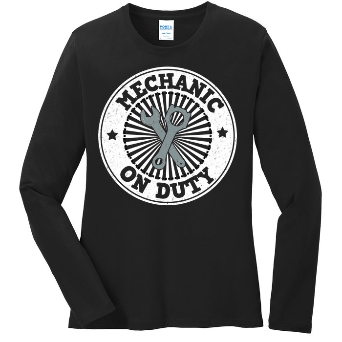 Mechanic On Duty Ladies Long Sleeve Shirt