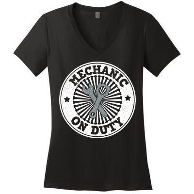 Mechanic On Duty Women's V-Neck T-Shirt