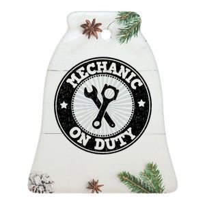 Mechanic On Duty Ceramic Bell Ornament