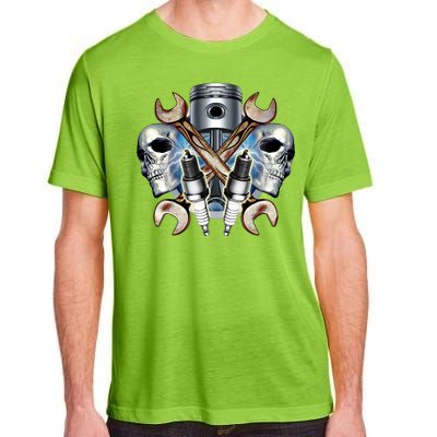 Mechanic Skulls With Wrench & Spark Plugs Adult ChromaSoft Performance T-Shirt