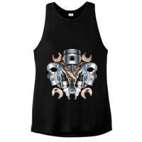 Mechanic Skulls With Wrench & Spark Plugs Ladies PosiCharge Tri-Blend Wicking Tank