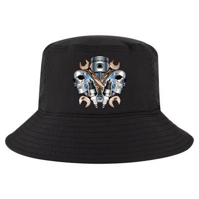 Mechanic Skulls With Wrench & Spark Plugs Cool Comfort Performance Bucket Hat