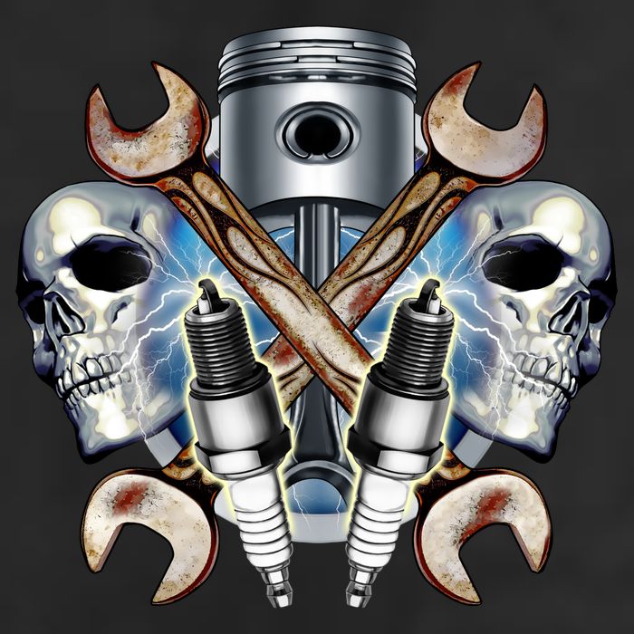 Mechanic Skulls With Wrench & Spark Plugs Cool Comfort Performance Bucket Hat
