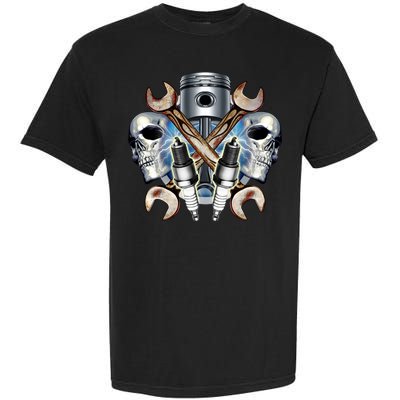 Mechanic Skulls With Wrench & Spark Plugs Garment-Dyed Heavyweight T-Shirt