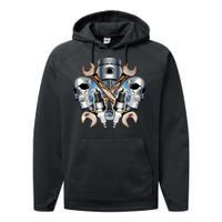 Mechanic Skulls With Wrench & Spark Plugs Performance Fleece Hoodie