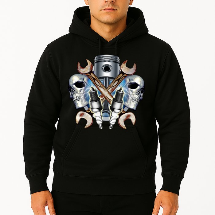 Mechanic Skulls With Wrench & Spark Plugs Hoodie