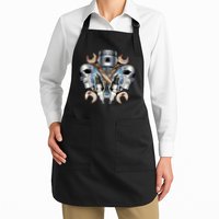 Mechanic Skulls With Wrench & Spark Plugs Full-Length Apron With Pockets