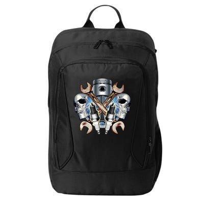 Mechanic Skulls With Wrench & Spark Plugs City Backpack