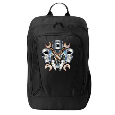 Mechanic Skulls With Wrench & Spark Plugs City Backpack