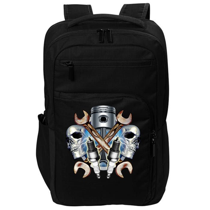 Mechanic Skulls With Wrench & Spark Plugs Impact Tech Backpack