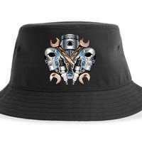 Mechanic Skulls With Wrench & Spark Plugs Sustainable Bucket Hat