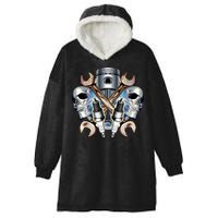 Mechanic Skulls With Wrench & Spark Plugs Hooded Wearable Blanket