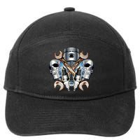 Mechanic Skulls With Wrench & Spark Plugs 7-Panel Snapback Hat