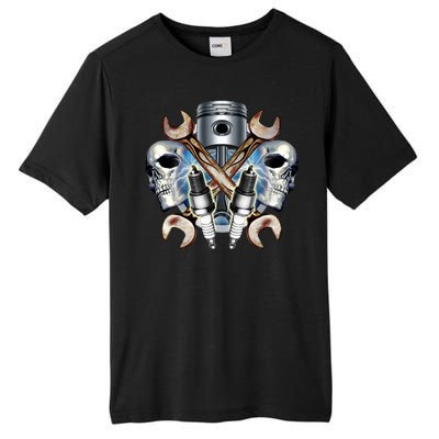 Mechanic Skulls With Wrench & Spark Plugs Tall Fusion ChromaSoft Performance T-Shirt