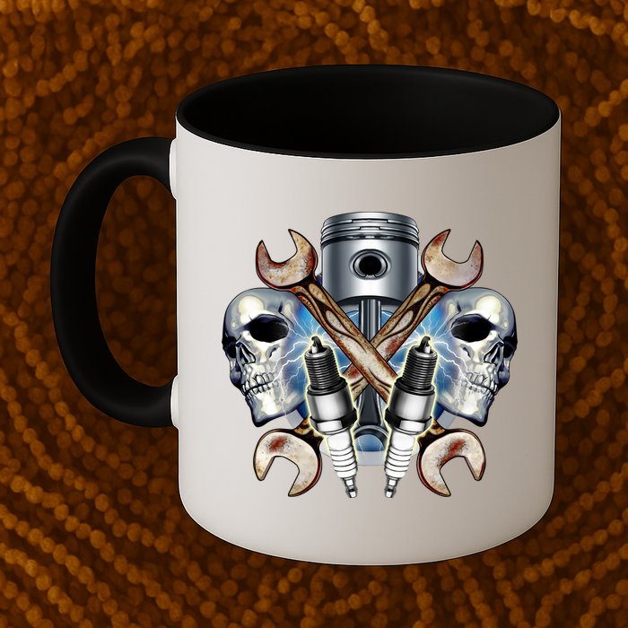 Mechanic Skulls With Wrench & Spark Plugs Mug