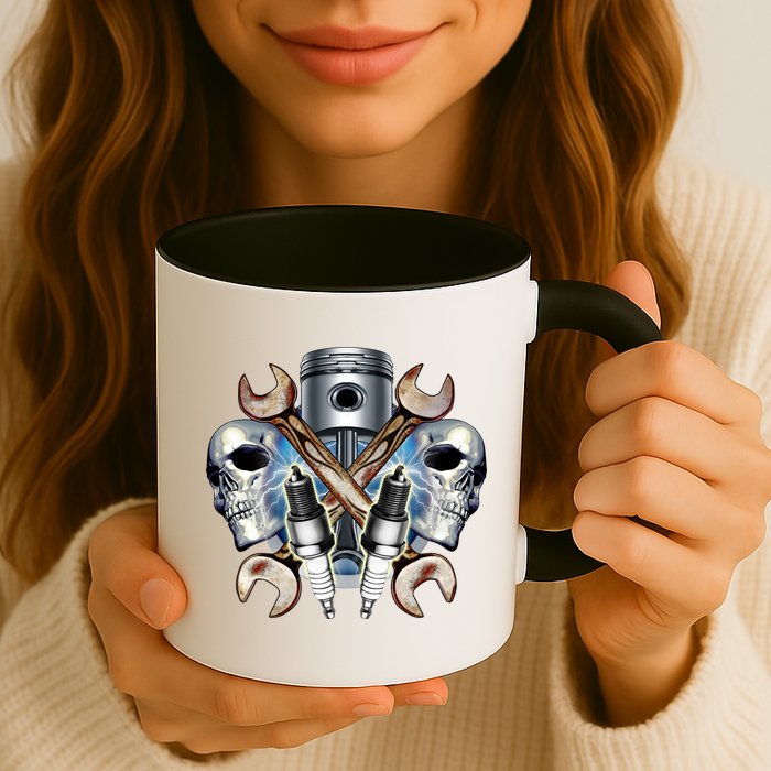 Mechanic Skulls With Wrench & Spark Plugs Mug
