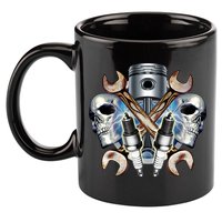 Mechanic Skulls With Wrench & Spark Plugs 11oz C Handle Ceramic Mug