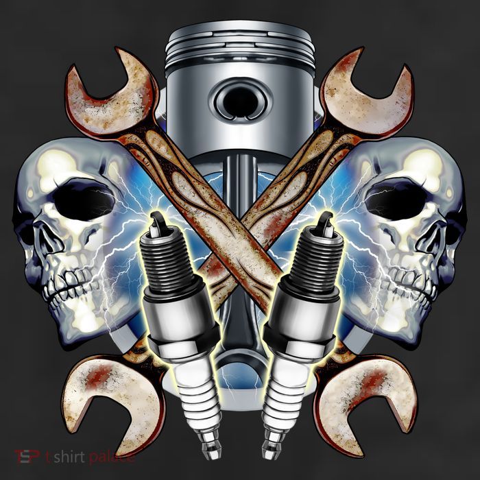 Mechanic Skulls With Wrench & Spark Plugs 11oz C Handle Ceramic Mug