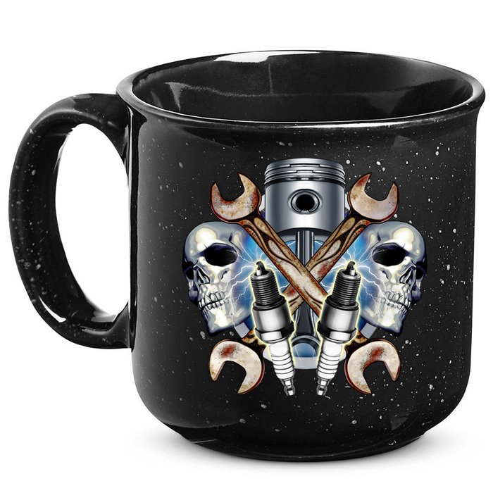 Mechanic Skulls With Wrench & Spark Plugs 15oz Campfire Ceramic Mug