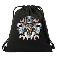 Mechanic Skulls With Wrench & Spark Plugs Drawstring Bag