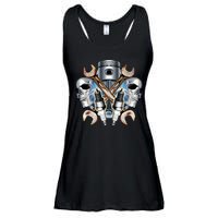Mechanic Skulls With Wrench & Spark Plugs Ladies Essential Flowy Tank