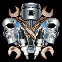 Mechanic Skulls With Wrench & Spark Plugs 16 in Basic Backpack