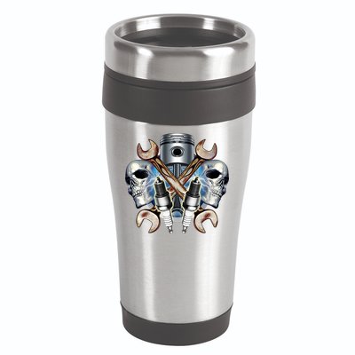 Mechanic Skulls With Wrench & Spark Plugs 16oz Travel Tumbler
