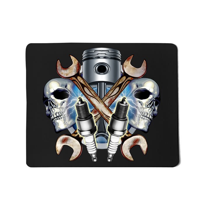 Mechanic Skulls With Wrench & Spark Plugs Mousepad