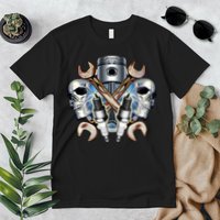 Mechanic Skulls With Wrench & Spark Plugs Premium T-Shirt
