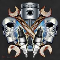 Mechanic Skulls With Wrench & Spark Plugs 25L Jumbo Tote