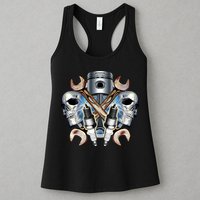 Mechanic Skulls With Wrench & Spark Plugs Womens Tank Top
