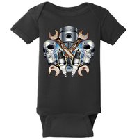 Mechanic Skulls With Wrench & Spark Plugs Baby Bodysuit