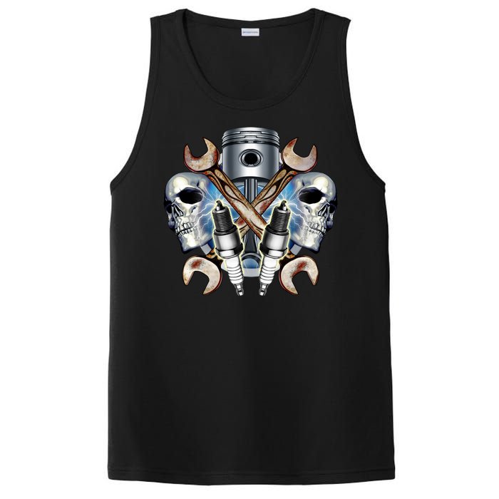 Mechanic Skulls With Wrench & Spark Plugs PosiCharge Competitor Tank