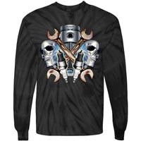 Mechanic Skulls With Wrench & Spark Plugs Tie-Dye Long Sleeve Shirt