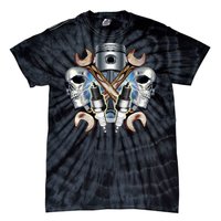 Mechanic Skulls With Wrench & Spark Plugs Tie-Dye T-Shirt