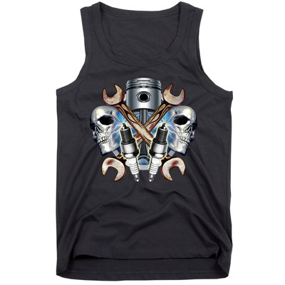 Mechanic Skulls With Wrench & Spark Plugs Tank Top