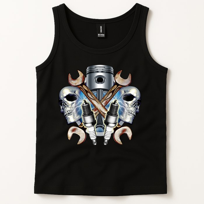 Mechanic Skulls With Wrench & Spark Plugs Tank Top