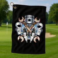 Mechanic Skulls With Wrench & Spark Plugs Golf Towel