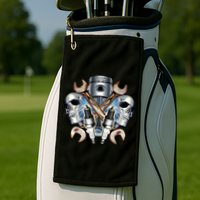 Mechanic Skulls With Wrench & Spark Plugs Golf Towel