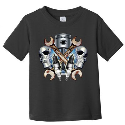 Mechanic Skulls With Wrench & Spark Plugs Toddler T-Shirt