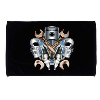 Mechanic Skulls With Wrench & Spark Plugs Microfiber Hand Towel