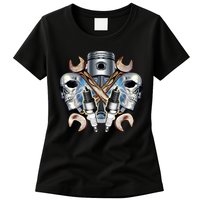 Mechanic Skulls With Wrench & Spark Plugs Womens T-Shirt