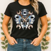 Mechanic Skulls With Wrench & Spark Plugs Womens T-Shirt