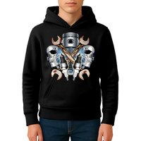 Mechanic Skulls With Wrench & Spark Plugs Kids Hoodie