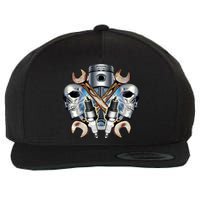 Mechanic Skulls With Wrench & Spark Plugs Wool Snapback Cap