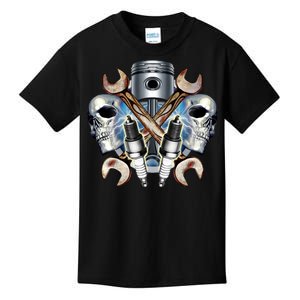 Mechanic Skulls With Wrench & Spark Plugs Kids T-Shirt