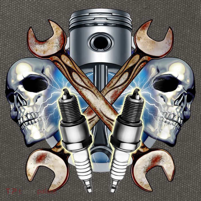 Mechanic Skulls With Wrench & Spark Plugs Cotton Canvas Backpack