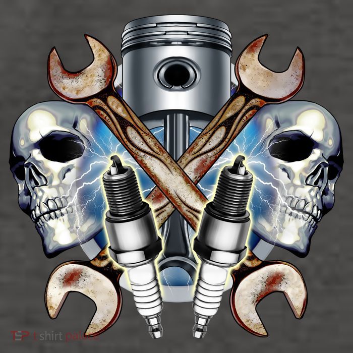 Mechanic Skulls With Wrench & Spark Plugs Vector Backpack