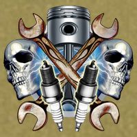 Mechanic Skulls With Wrench & Spark Plugs Garment-Dyed Women's Muscle Tee