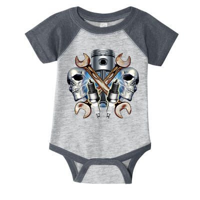 Mechanic Skulls With Wrench & Spark Plugs Infant Baby Jersey Bodysuit